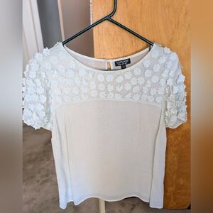 Topshop Light Mint Green Floral Embellished Blouse